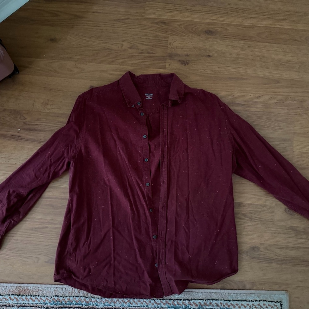 Mossimo Supply Co. Deep Red Casual Button-Down Shirt